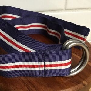 Vineyard Vines Navy, White & Red Striped D-Ring Belt